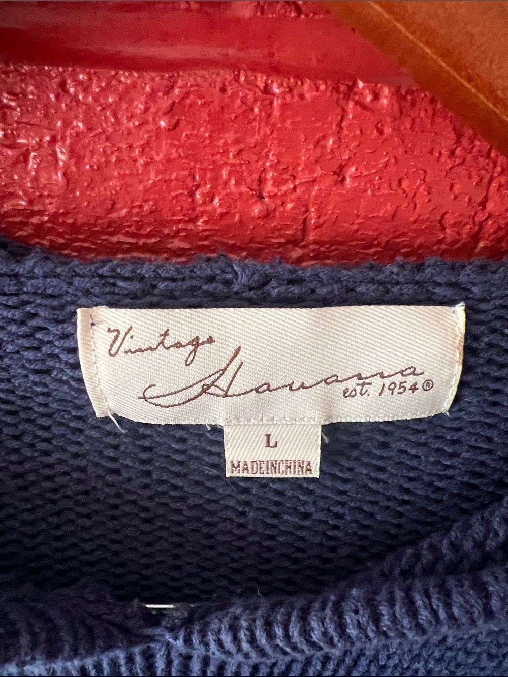 Vintage Havana Navy Knit Hoodie Sweater with White 'Salty' Script - Picture 2 of 7
